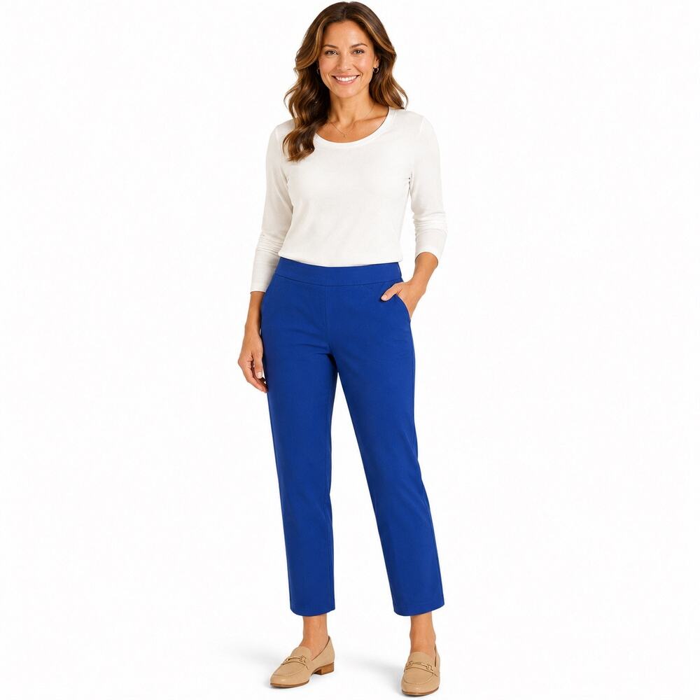 Tribal Women’s Size 12 Blue Pull-On Ankle Pants Cropped Wide Leg